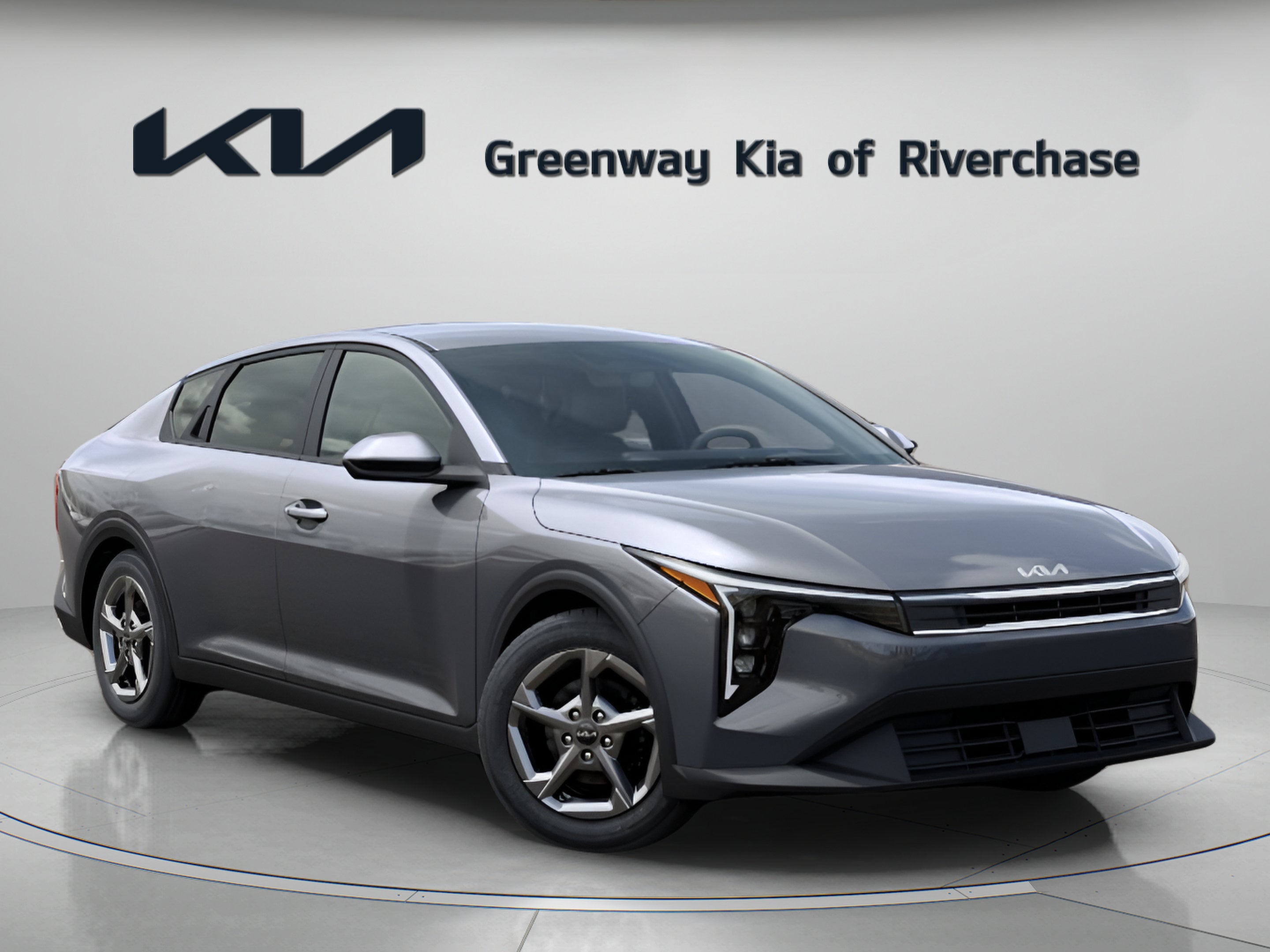 2026 Kia K4 LXS in Steel Gray — front three-quarter view