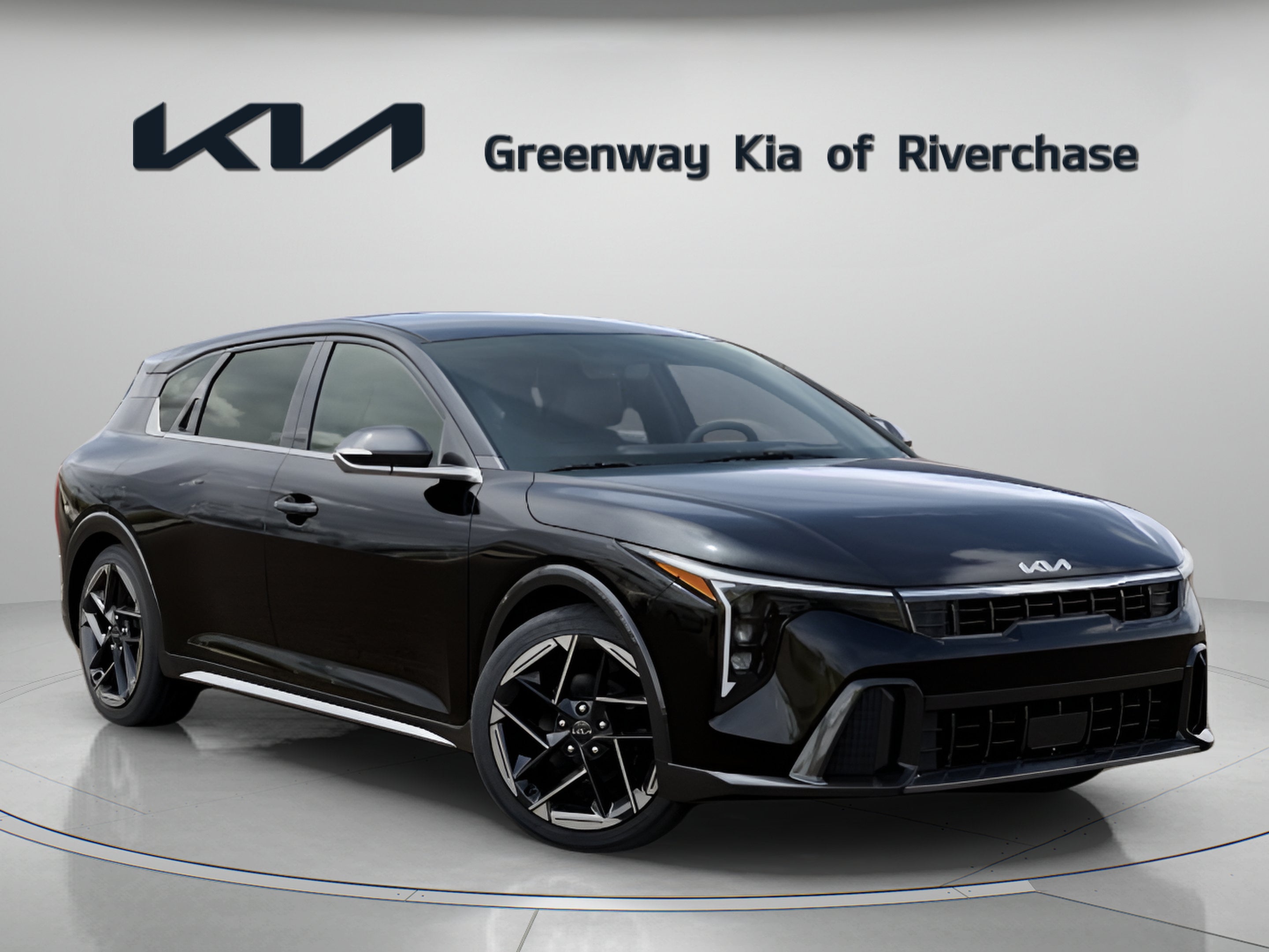 2026 Kia K4 GT-Line in Aurora Black Pearl — front three-quarter view