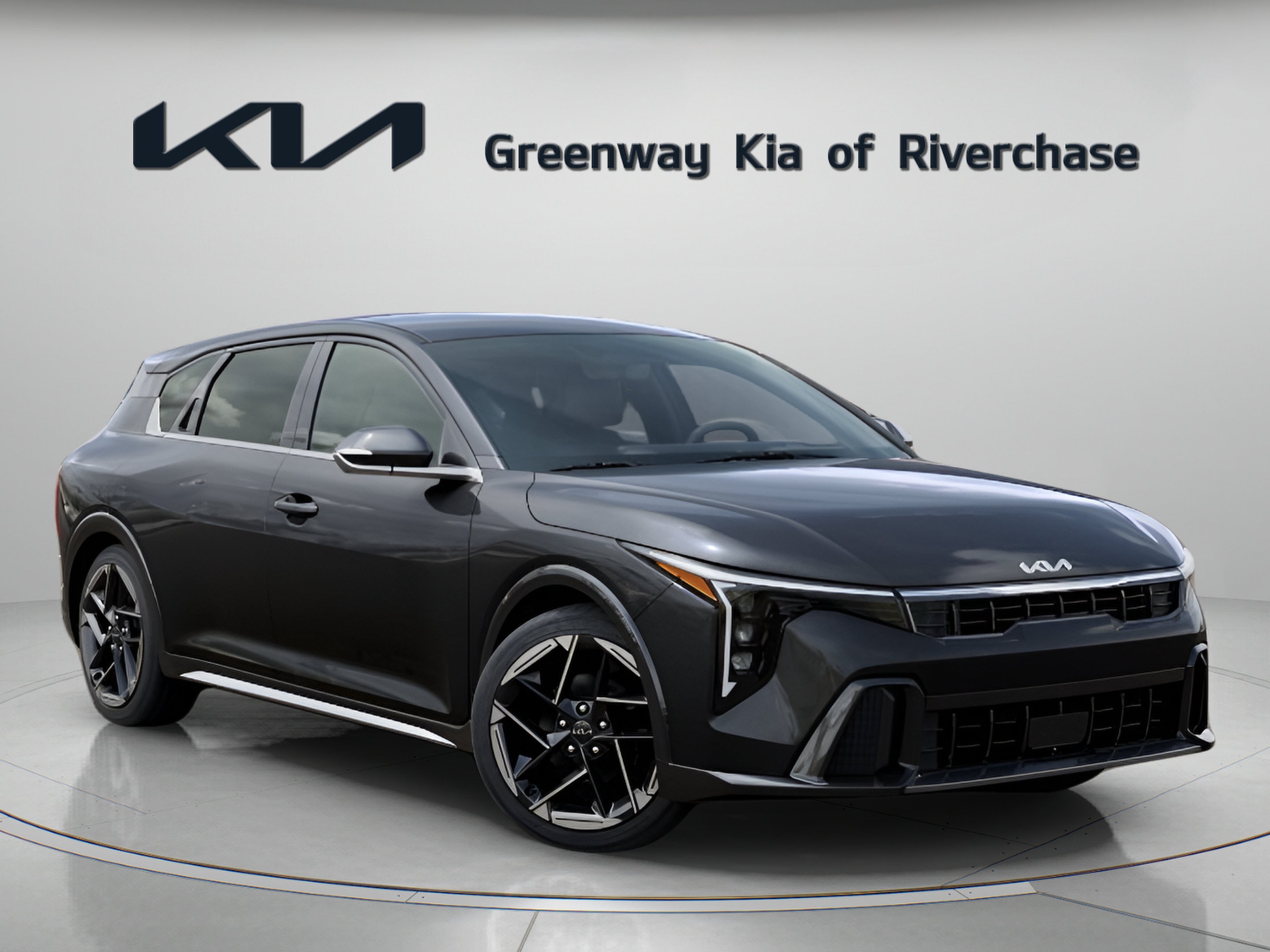 2026 Kia K4 GT-Line in Interstellar Gray — front three-quarter view
