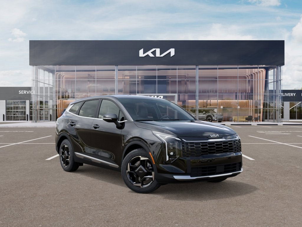 2026 Kia Sportage EX in Ebony Black — front three-quarter view