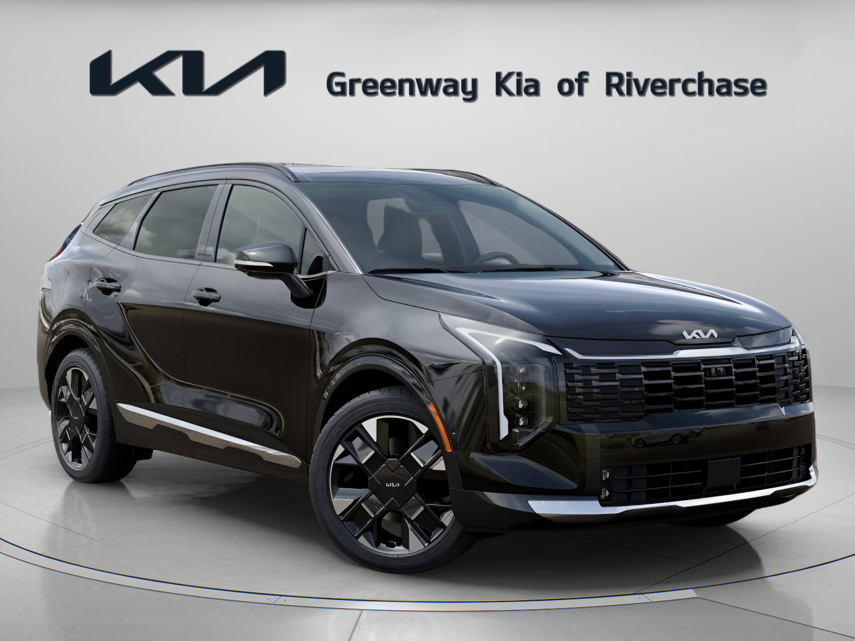 2026 Kia Sportage SX-Prestige in Ebony Black — front three-quarter view
