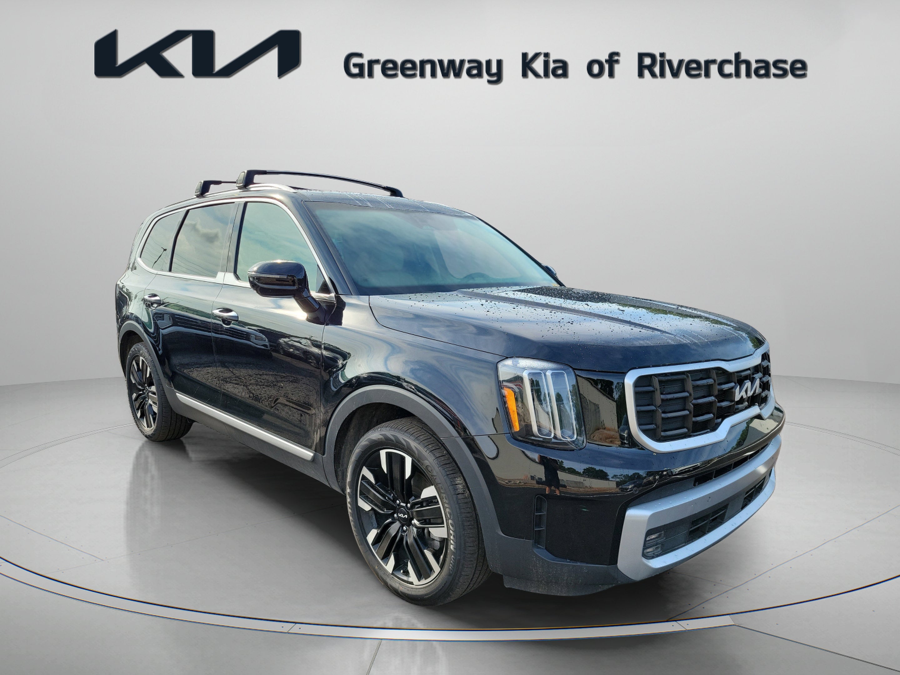 2023 Kia Telluride SX in Ebony Black — front three-quarter view