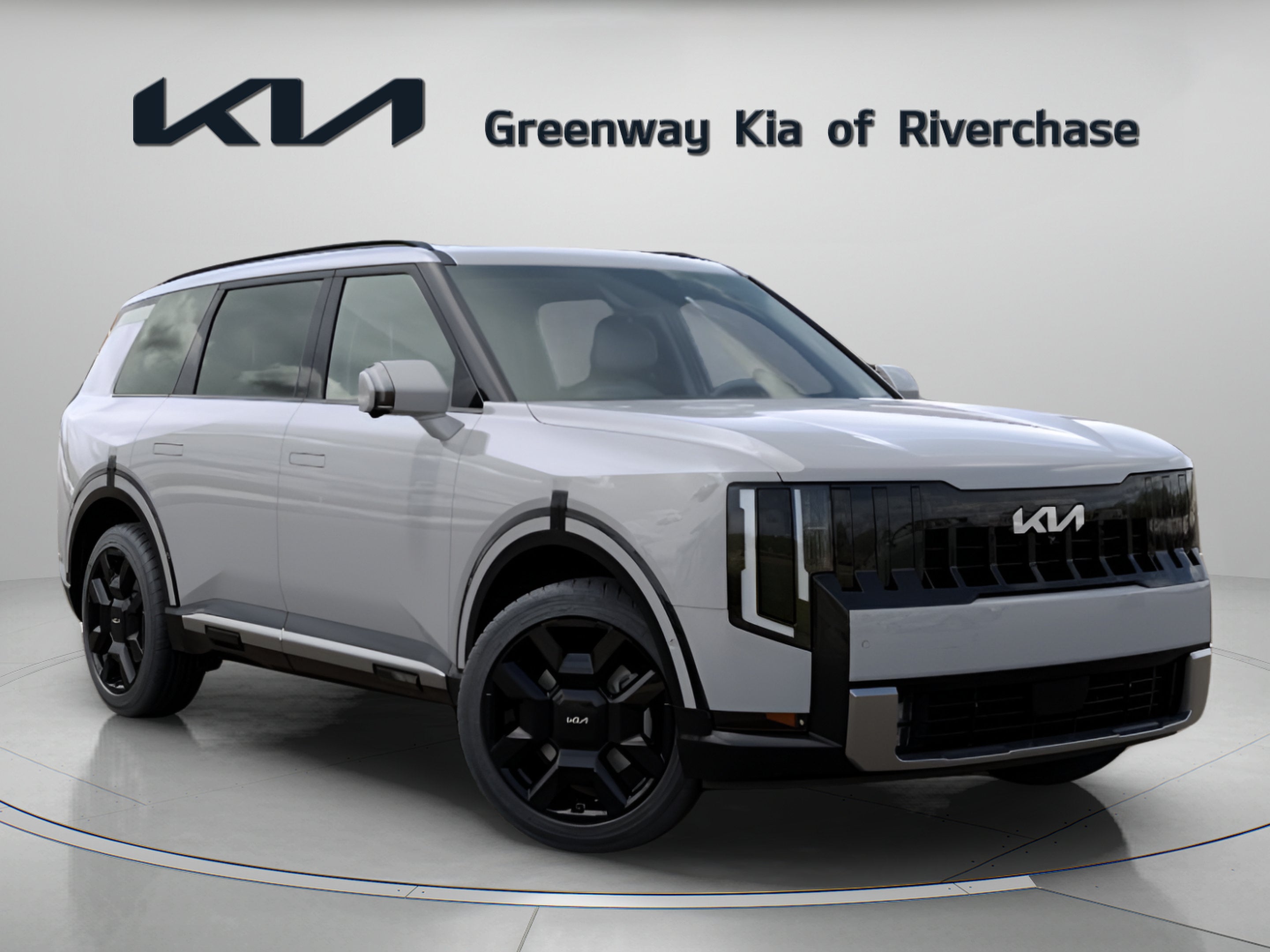 2027 Kia Telluride SX-Prestige in Wolf Gray — front three-quarter view