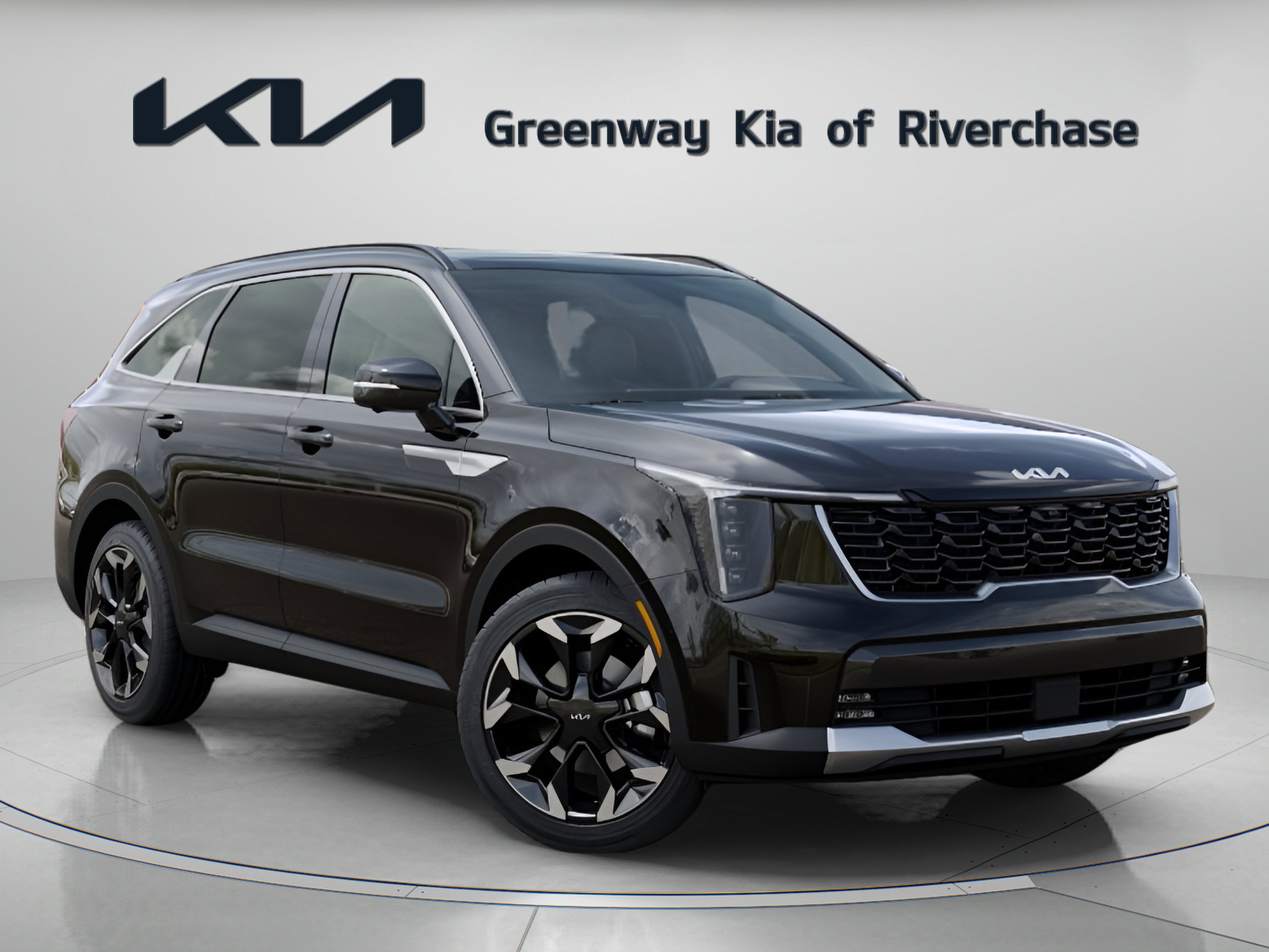 2026 Kia Sorento SX in Ebony Black — front three-quarter view