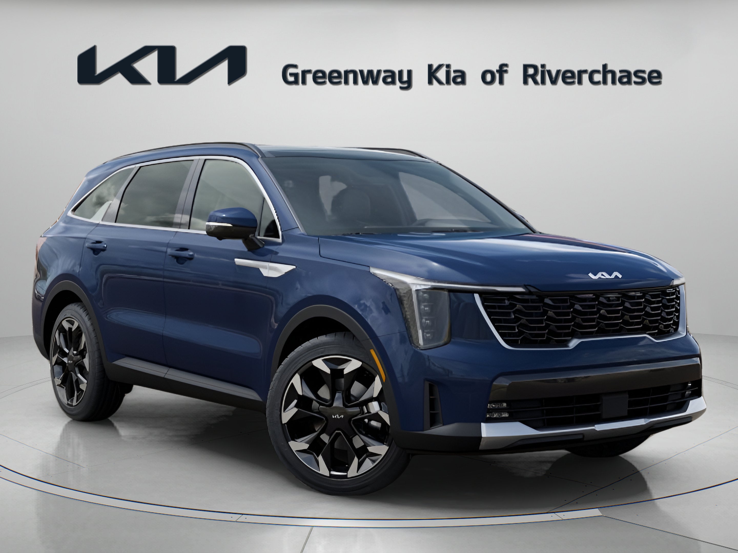 2026 Kia Sorento SX in Midnight Lake Blue — front three-quarter view