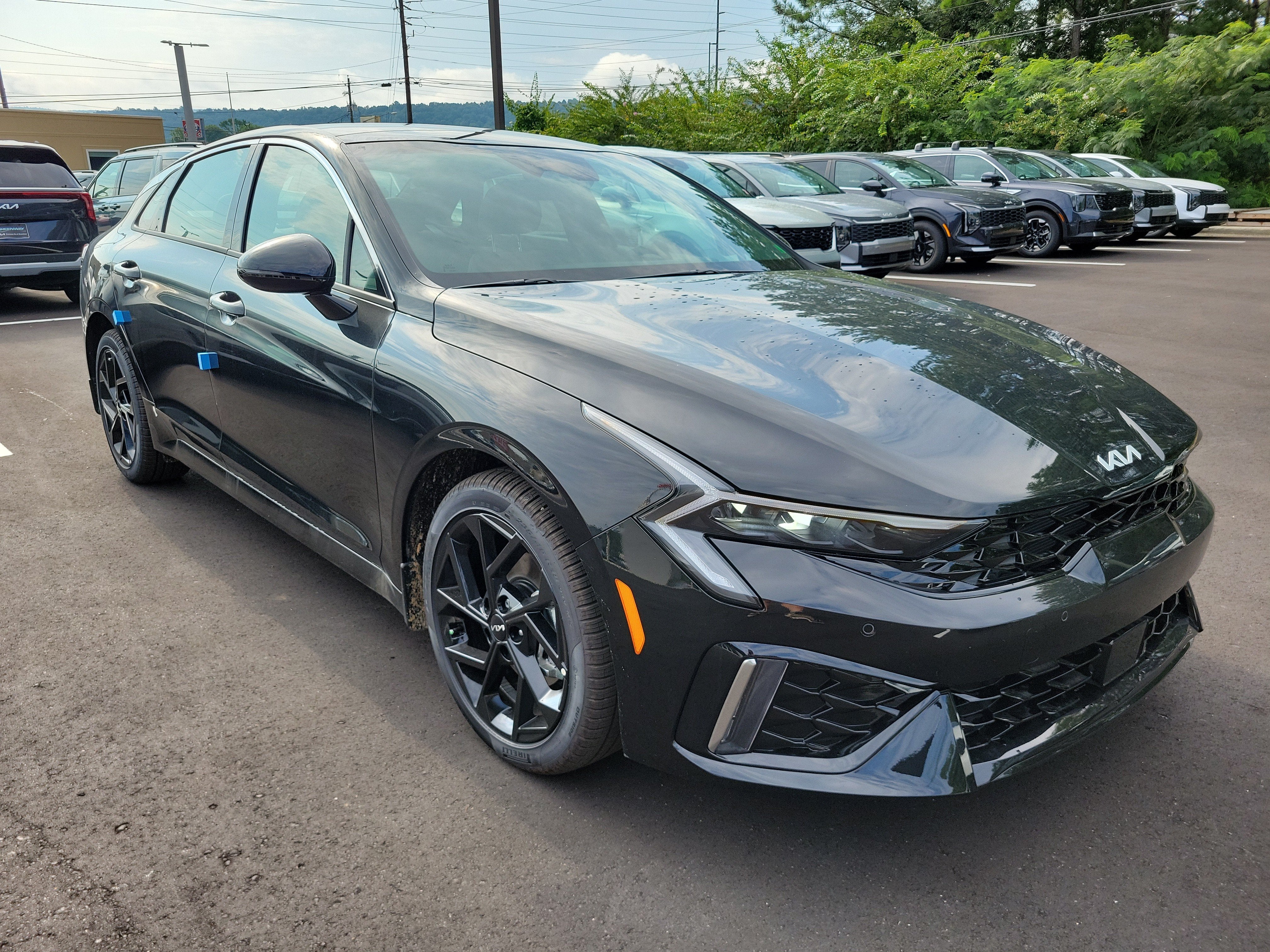 2026 Kia K5 GT-Line in Aurora Black Pearl — front three-quarter view