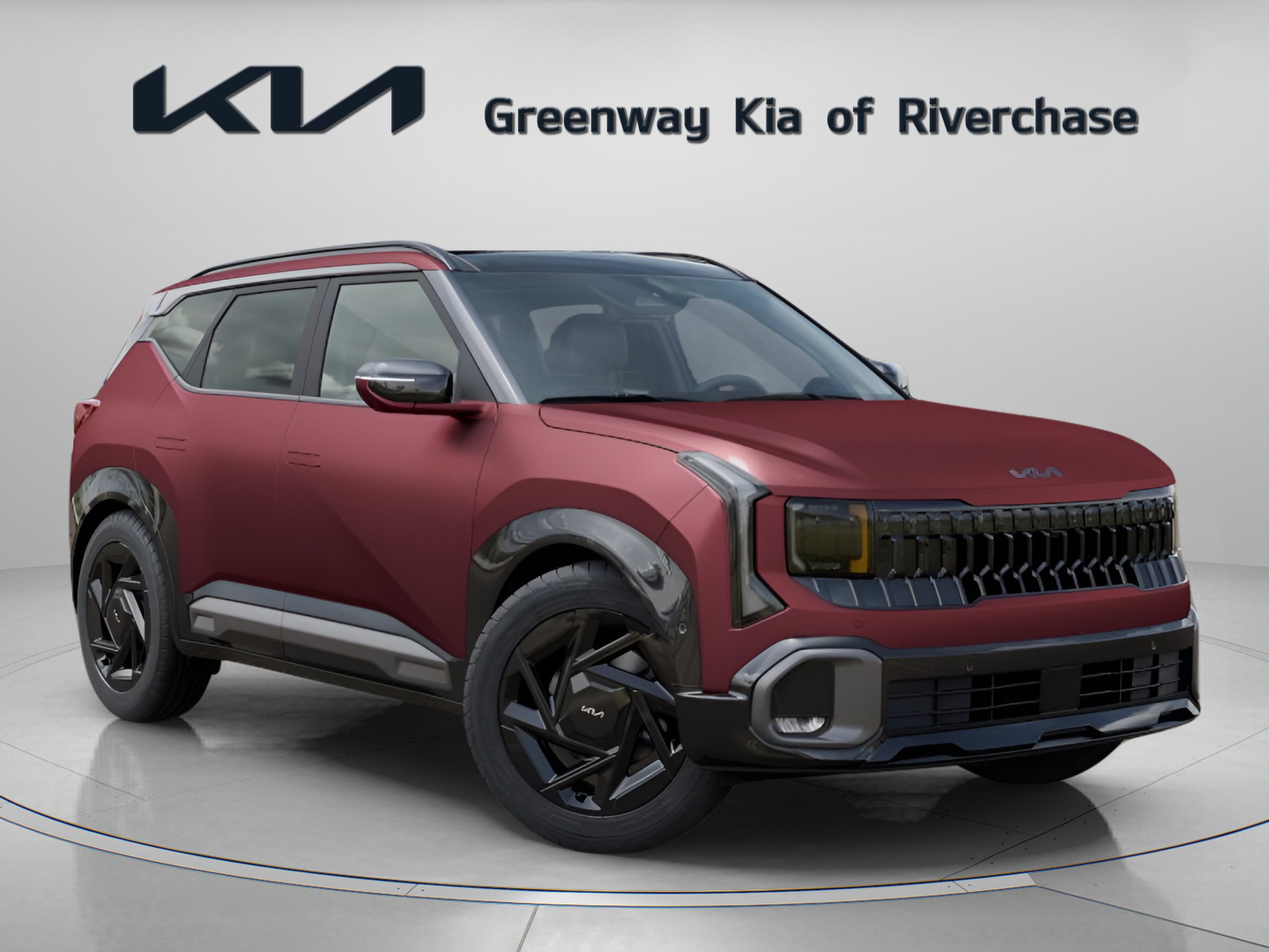 2027 Kia Seltos X-Line in Magma Red Matte — front three-quarter view