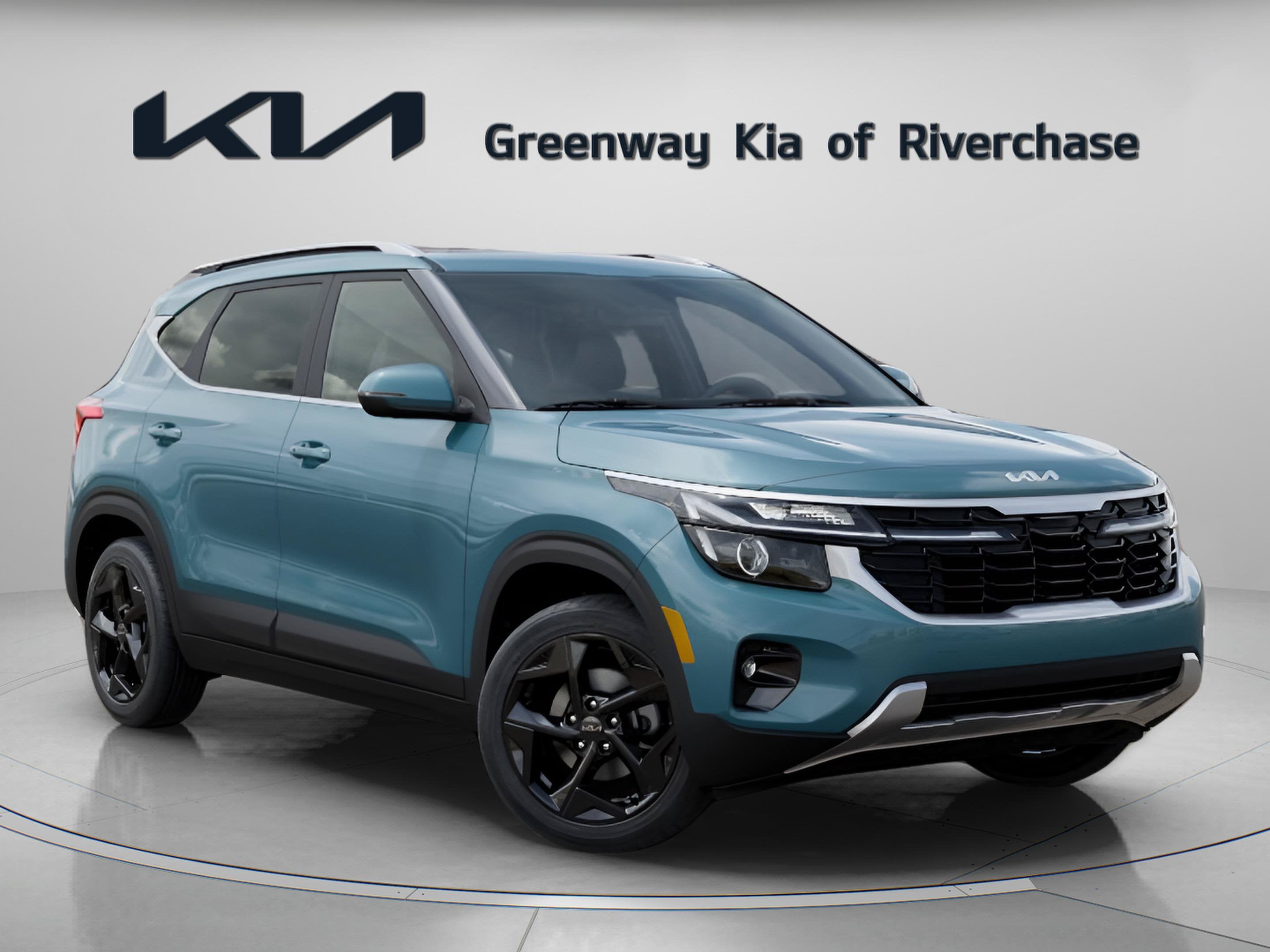 2026 Kia Seltos EX in Pluton Blue — front three-quarter view